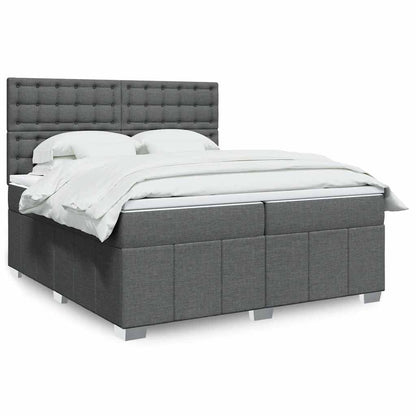 Box Spring Postel S Matrací Tmavě Šedá 200X200 Cm Textil