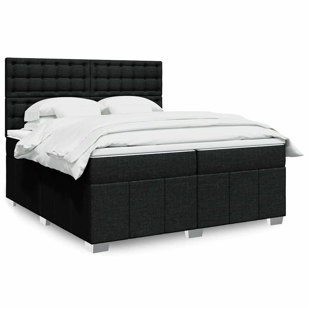 Box Spring Postel S Matrací Černá Textil Černá