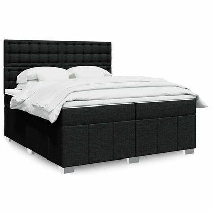 Box Spring Postel S Matrací Černá Textil Černá