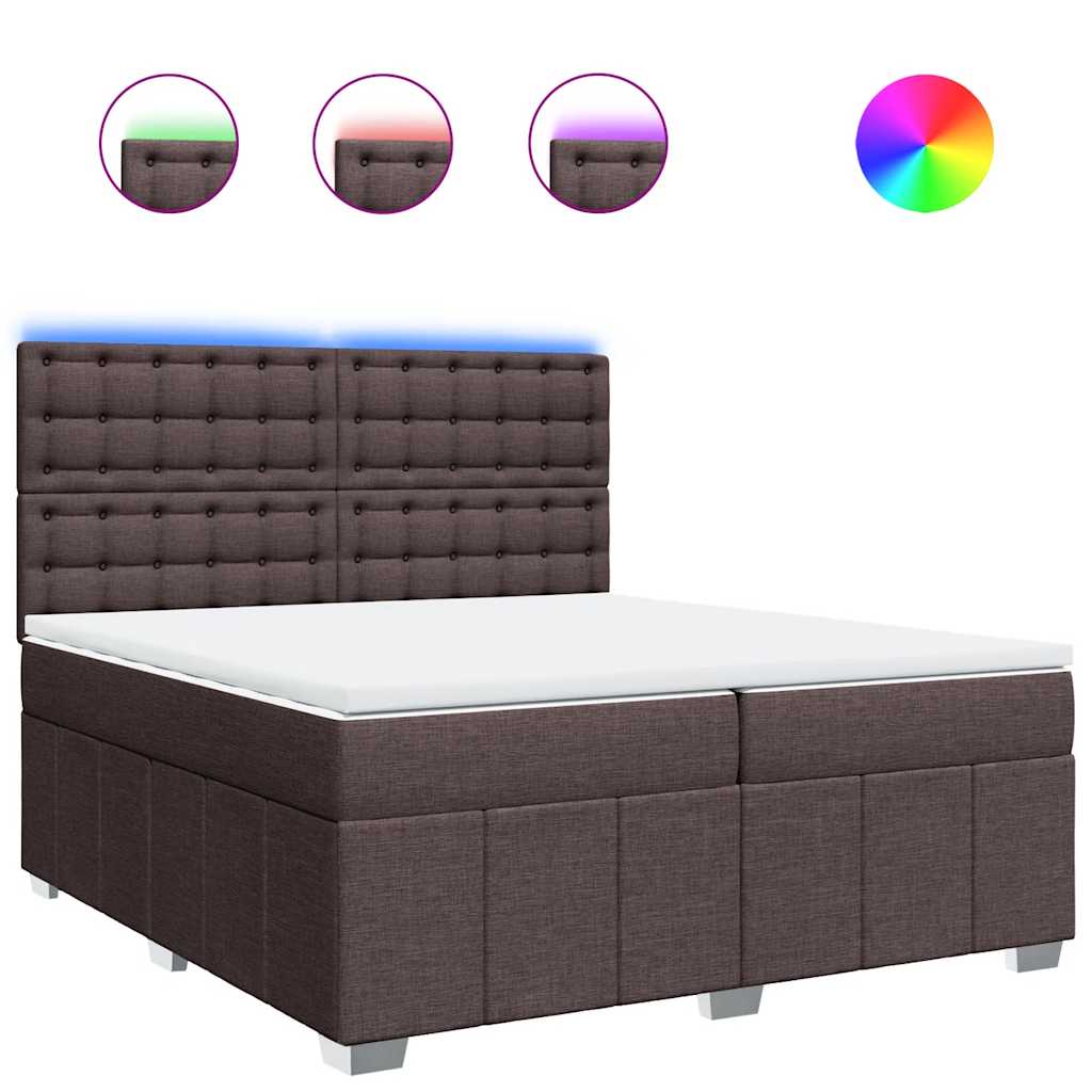 Box Spring Postel S Matrací Tmavě Hnědá 200X200 Cm Textil