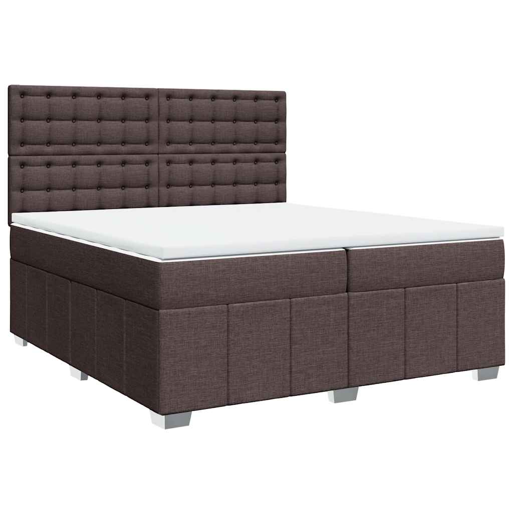 Box Spring Postel S Matrací Tmavě Hnědá 200X200 Cm Textil