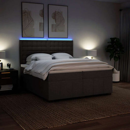 Box Spring Postel S Matrací Tmavě Hnědá 200X200 Cm Textil