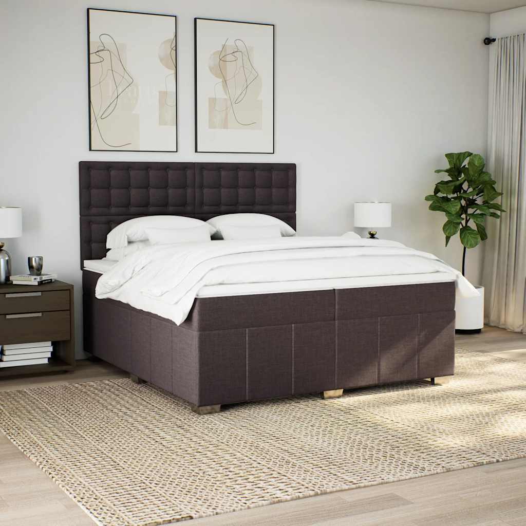 Box Spring Postel S Matrací Tmavě Hnědá 200X200 Cm Textil