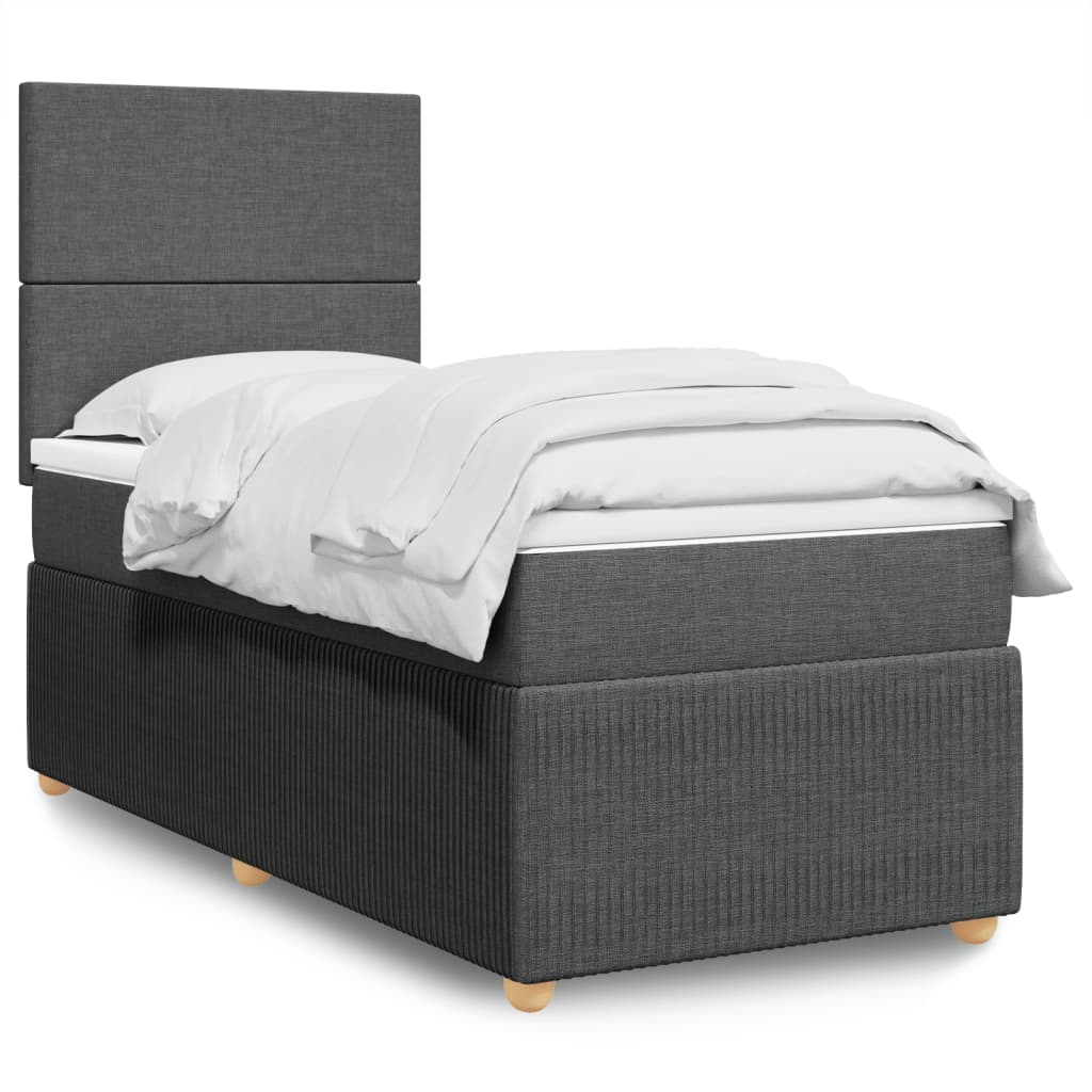 Box Spring Postel S Matrací Textil Tmavě Šedá