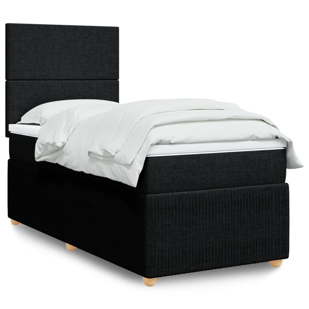 Box Spring Postel S Matrací Černá Textil Černá