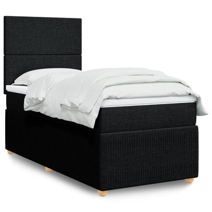 Box Spring Postel S Matrací Černá Textil Černá