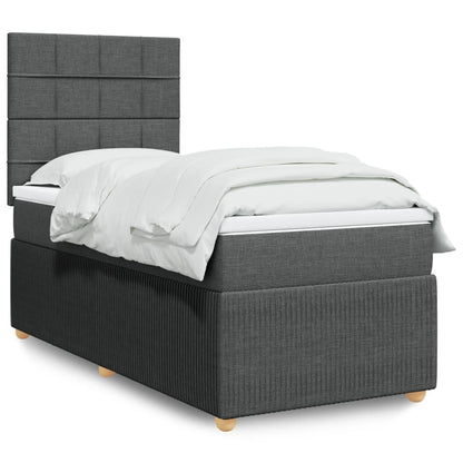 Box Spring Postel S Matrací Textil Tmavě Šedá