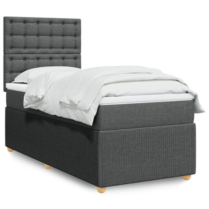 Box Spring Postel S Matrací Textil Tmavě Šedá