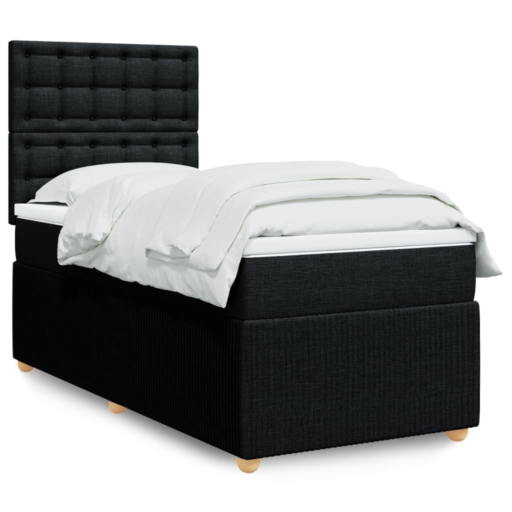 Box Spring Postel S Matrací Černá Textil Černá