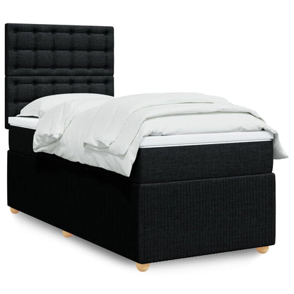 Box Spring Postel S Matrací Černá Textil Černá