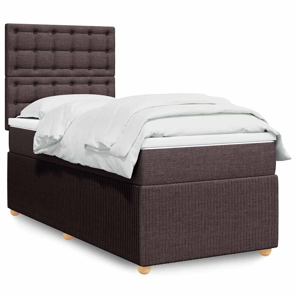 Box Spring Postel S Matrací Textil Tmavě Hnědá