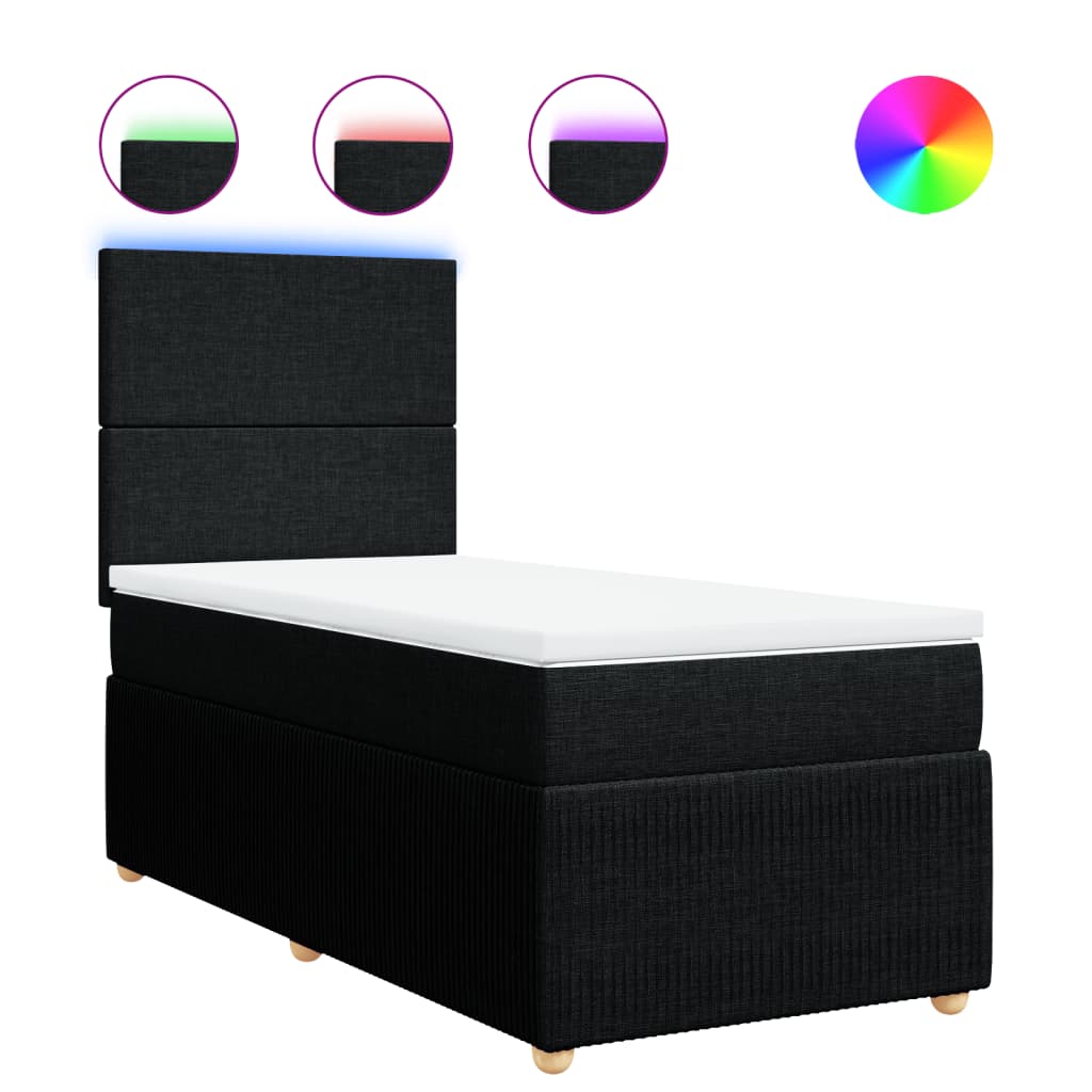Box Spring Postel S Matrací Černá Textil Černá