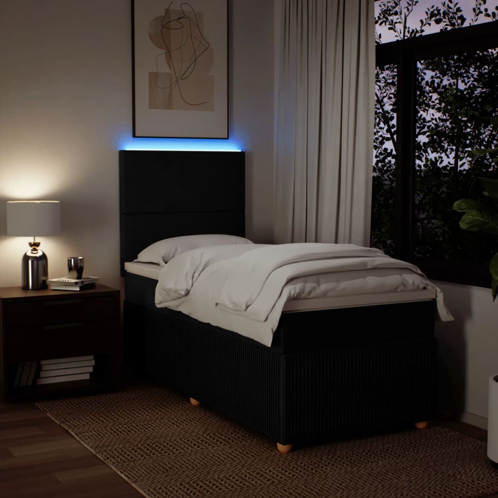 Box Spring Postel S Matrací Černá Textil Černá