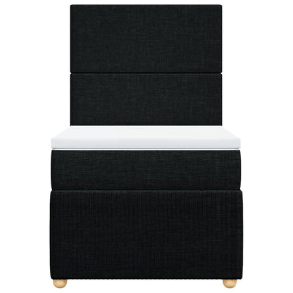 Box Spring Postel S Matrací Černá Textil Černá
