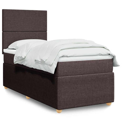 Box Spring Postel S Matrací Textil Tmavě Hnědá