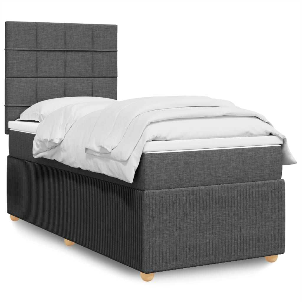 Box Spring Postel S Matrací Textil Tmavě Šedá