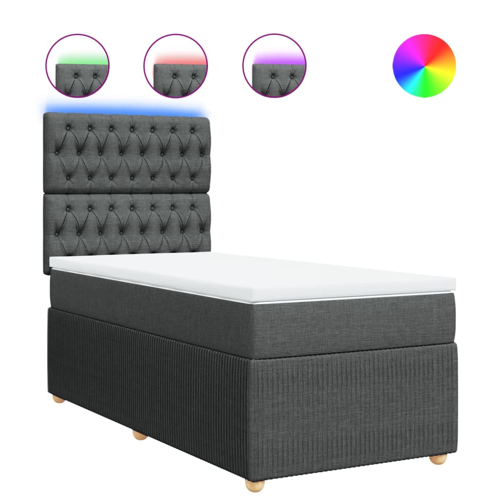 Box Spring Postel S Matrací Textil Tmavě Šedá