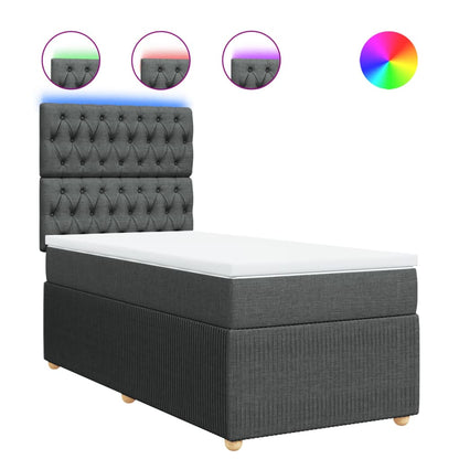 Box Spring Postel S Matrací Textil Tmavě Šedá