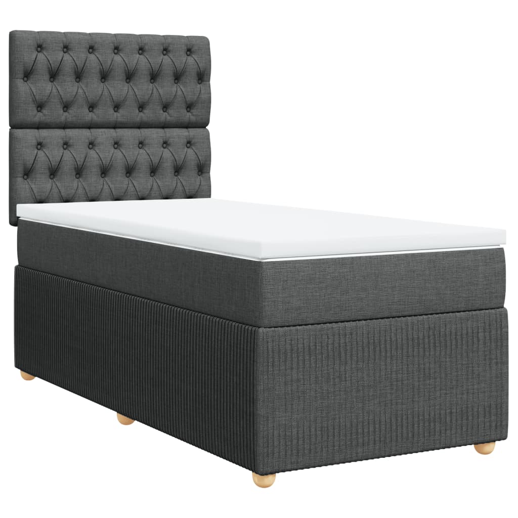 Box Spring Postel S Matrací Textil Tmavě Šedá