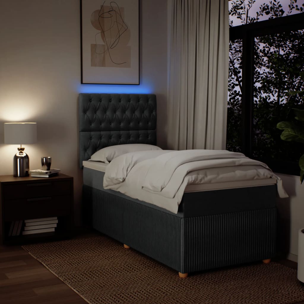 Box Spring Postel S Matrací Textil Tmavě Šedá