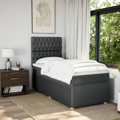 Box Spring Postel S Matrací Textil Tmavě Šedá