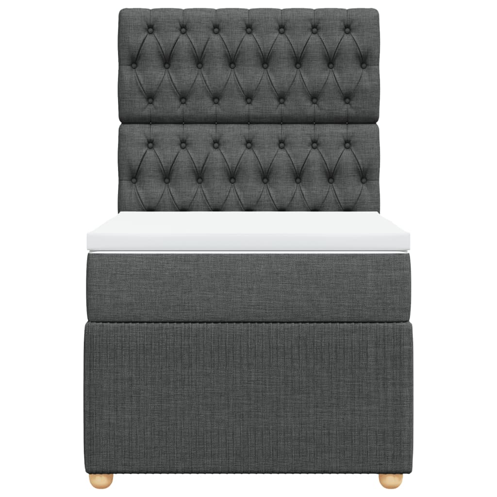 Box Spring Postel S Matrací Textil Tmavě Šedá