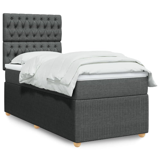 Box Spring Postel S Matrací Textil Tmavě Šedá
