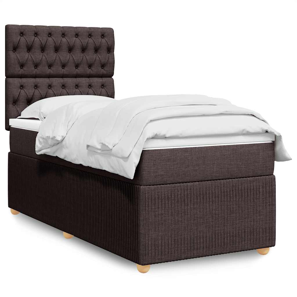 Box Spring Postel S Matrací Textil Tmavě Hnědá