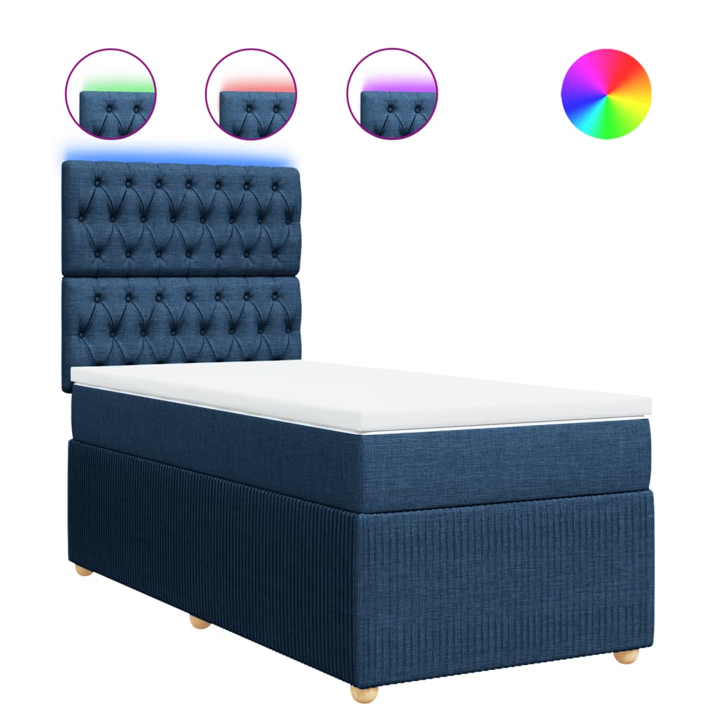 Box Spring Postel S Matrací Textil Modrá