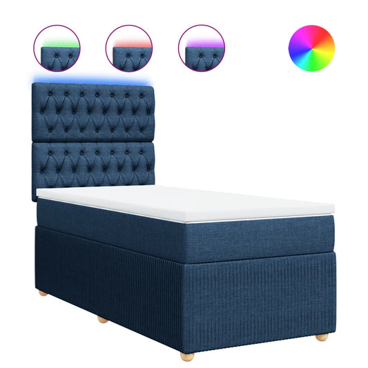 Box Spring Postel S Matrací Textil Modrá
