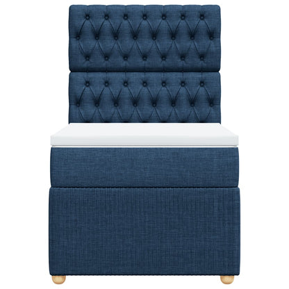 Box Spring Postel S Matrací Textil Modrá