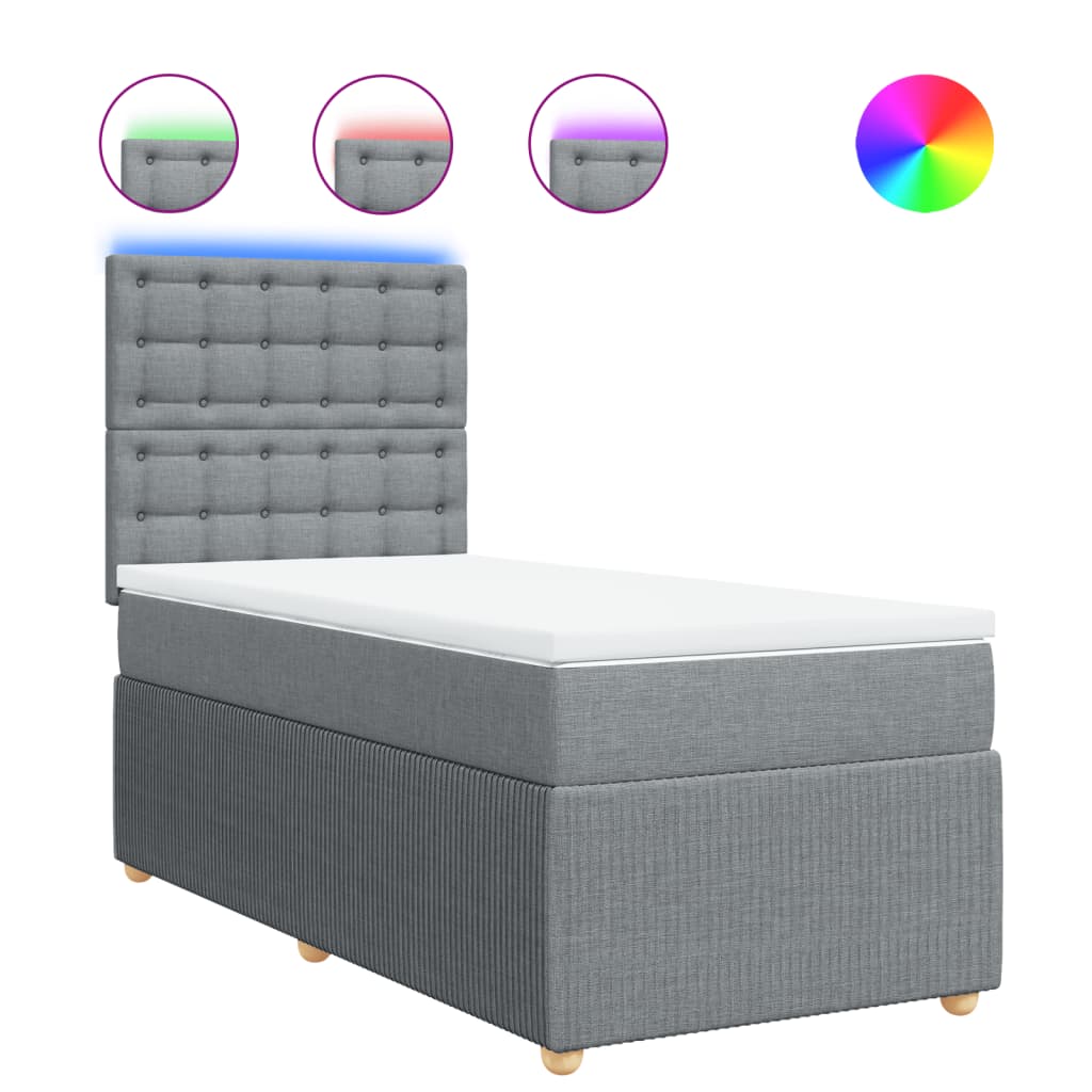 Box Spring Postel S Matrací Textil Světle Šedá