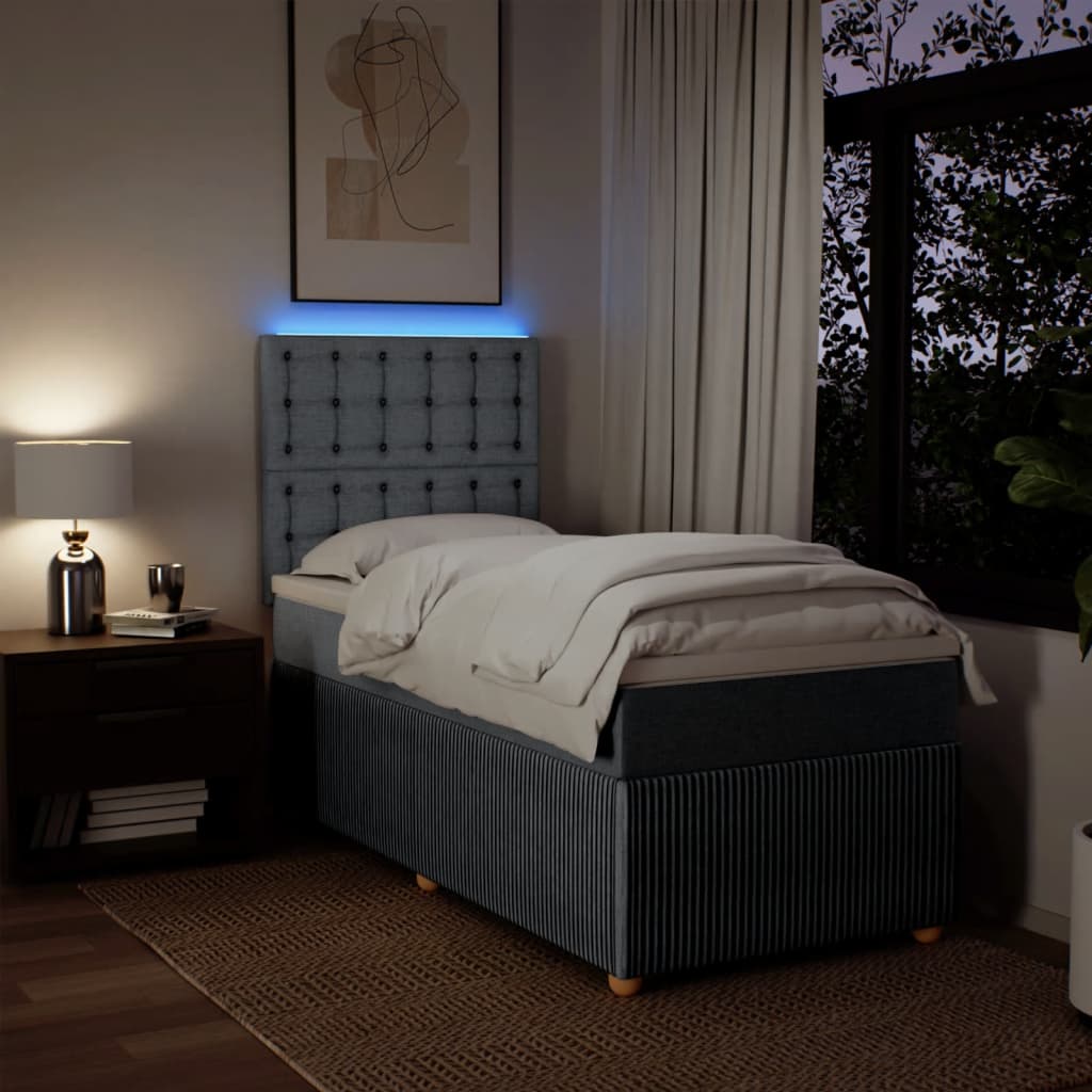 Box Spring Postel S Matrací Textil Světle Šedá