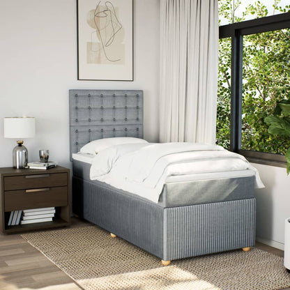Box Spring Postel S Matrací Textil Světle Šedá