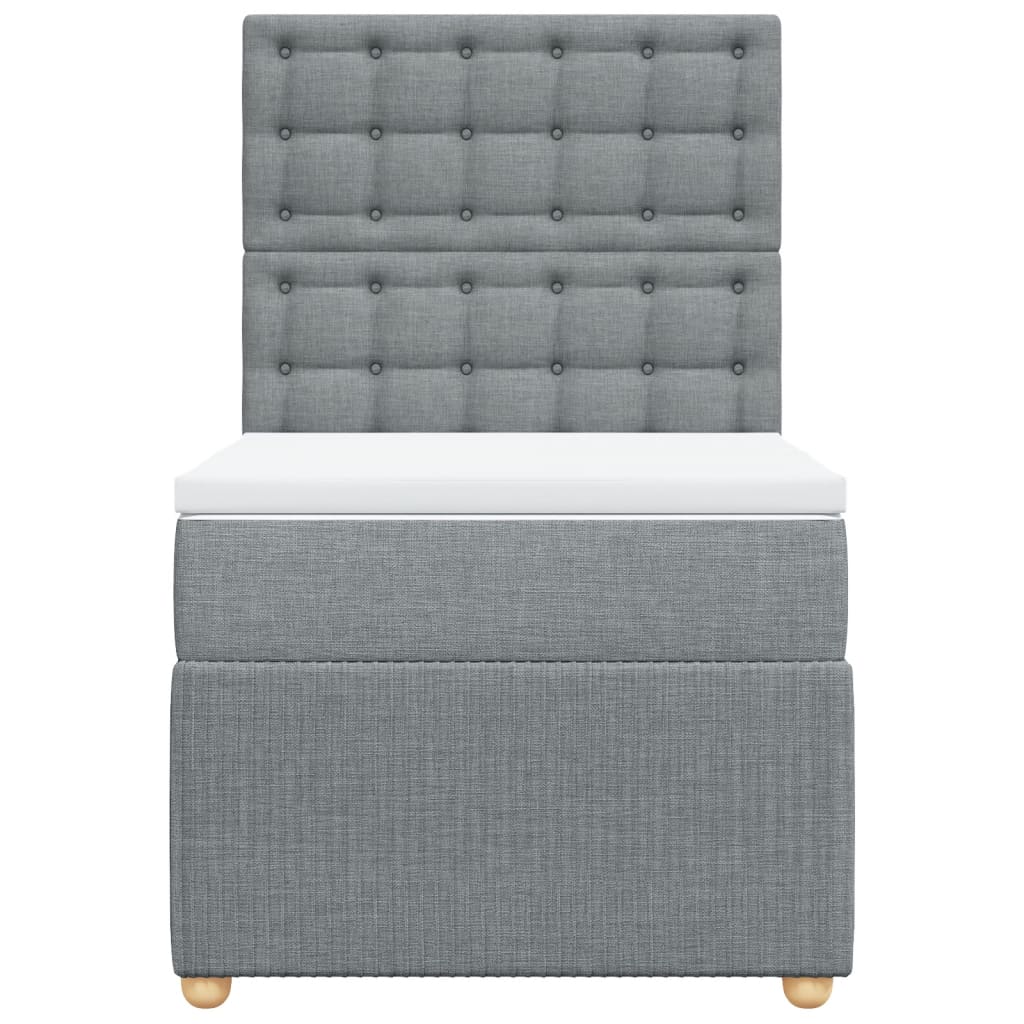 Box Spring Postel S Matrací Textil Světle Šedá