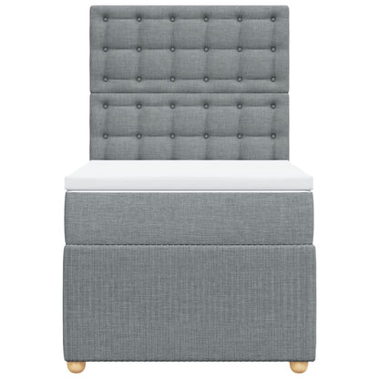 Box Spring Postel S Matrací Textil Světle Šedá