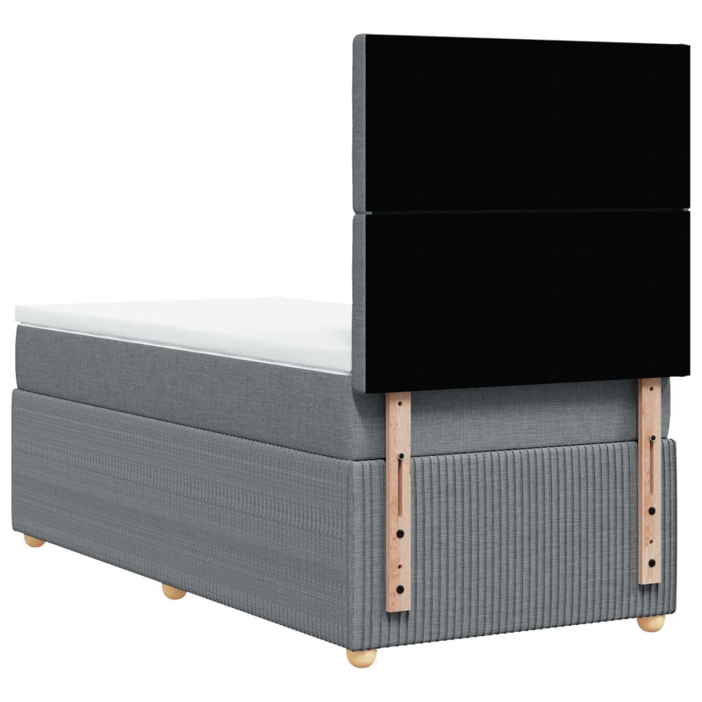 Box Spring Postel S Matrací Textil Světle Šedá