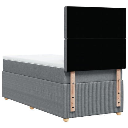 Box Spring Postel S Matrací Textil Světle Šedá