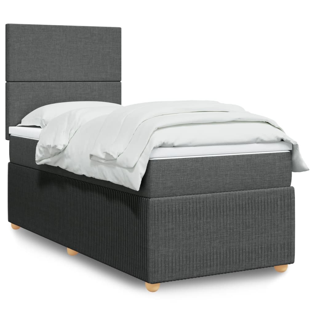 Box Spring Postel S Matrací Textil Tmavě Šedá