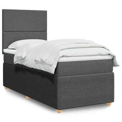 Box Spring Postel S Matrací Textil Tmavě Šedá