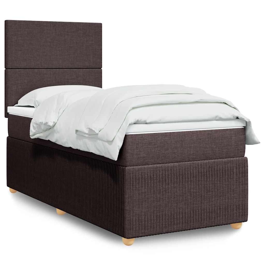 Box Spring Postel S Matrací Textil Tmavě Hnědá