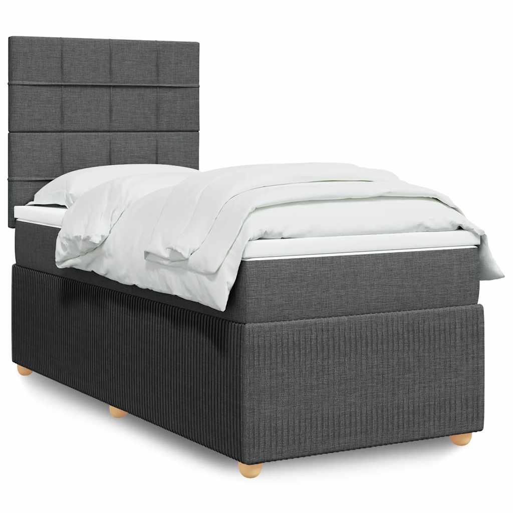 Box Spring Postel S Matrací Textil Tmavě Šedá