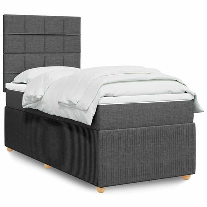 Box Spring Postel S Matrací Textil Tmavě Šedá