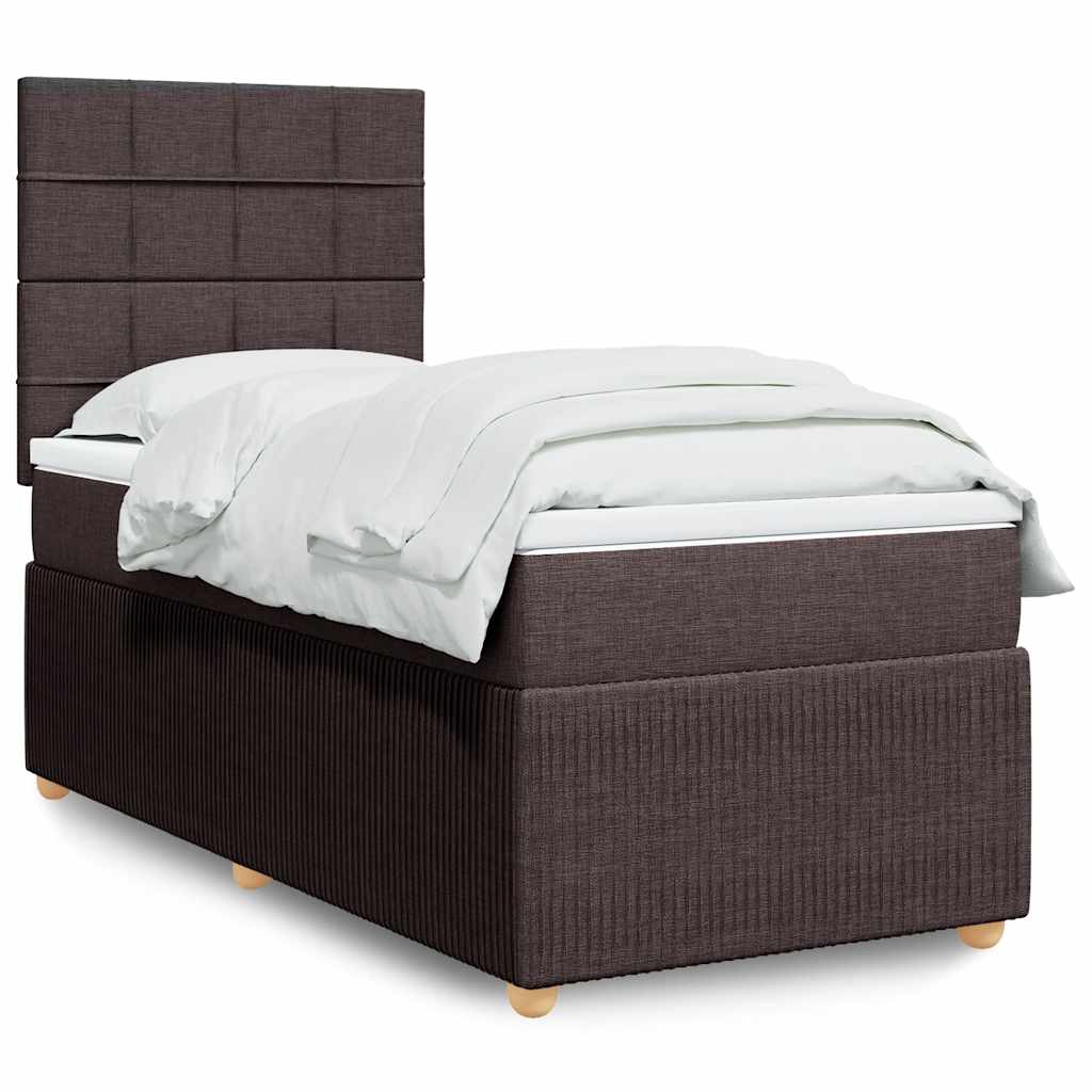 Box Spring Postel S Matrací Textil Tmavě Hnědá