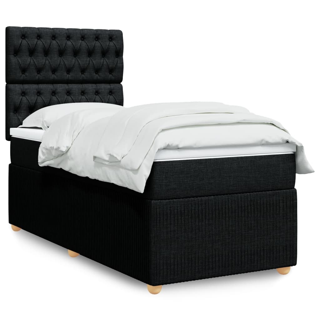 Box Spring Postel S Matrací Černá Textil Černá