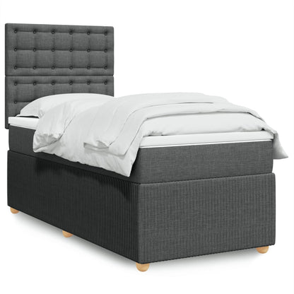 Box Spring Postel S Matrací Textil Tmavě Šedá