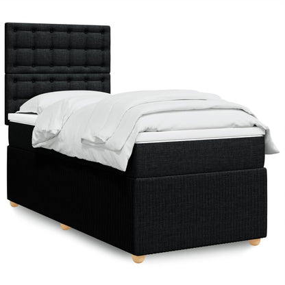 Box Spring Postel S Matrací Černá Textil Černá