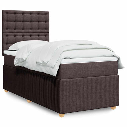 Box Spring Postel S Matrací Textil Tmavě Hnědá