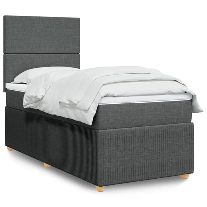 Box Spring Postel S Matrací Textil Tmavě Šedá