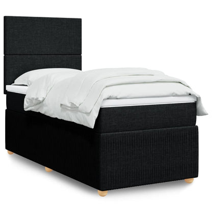 Box Spring Postel S Matrací Černá Textil Černá